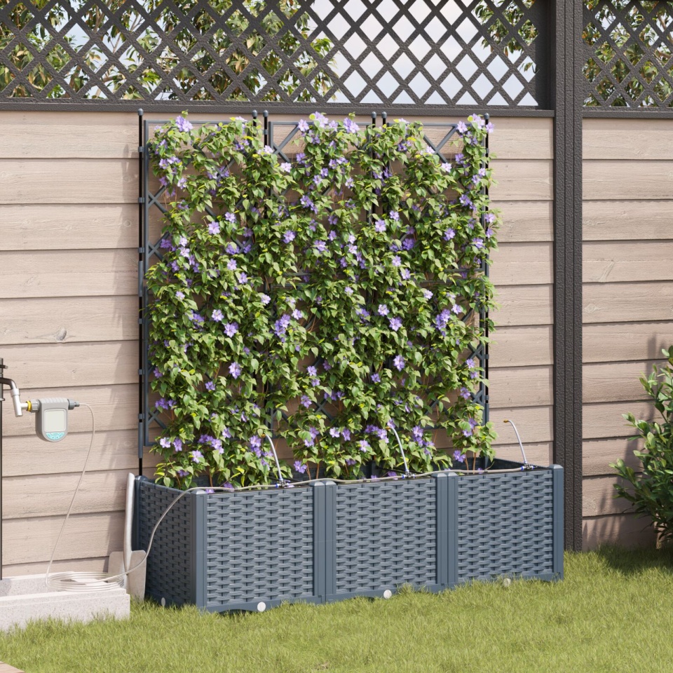 Jardiniere pentru grădină cu sistem de irigare 3 bucăți Gri deschis - 2 | YEO