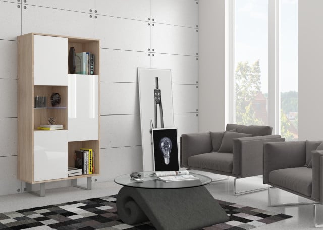 King 06 Biblioteca B S.Bright/White High Gloss