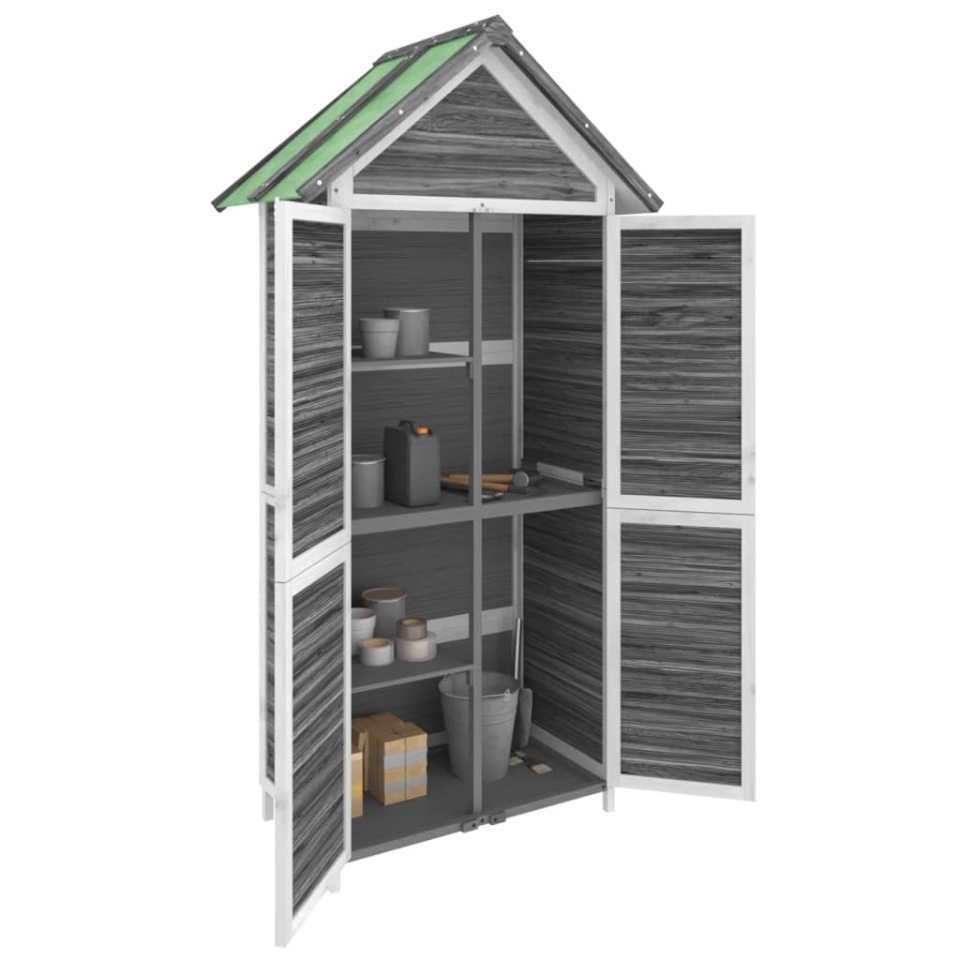 Magazie de unelte de grădină gri 89x52,5x175 cm lemn masiv pin - 2 | YEO