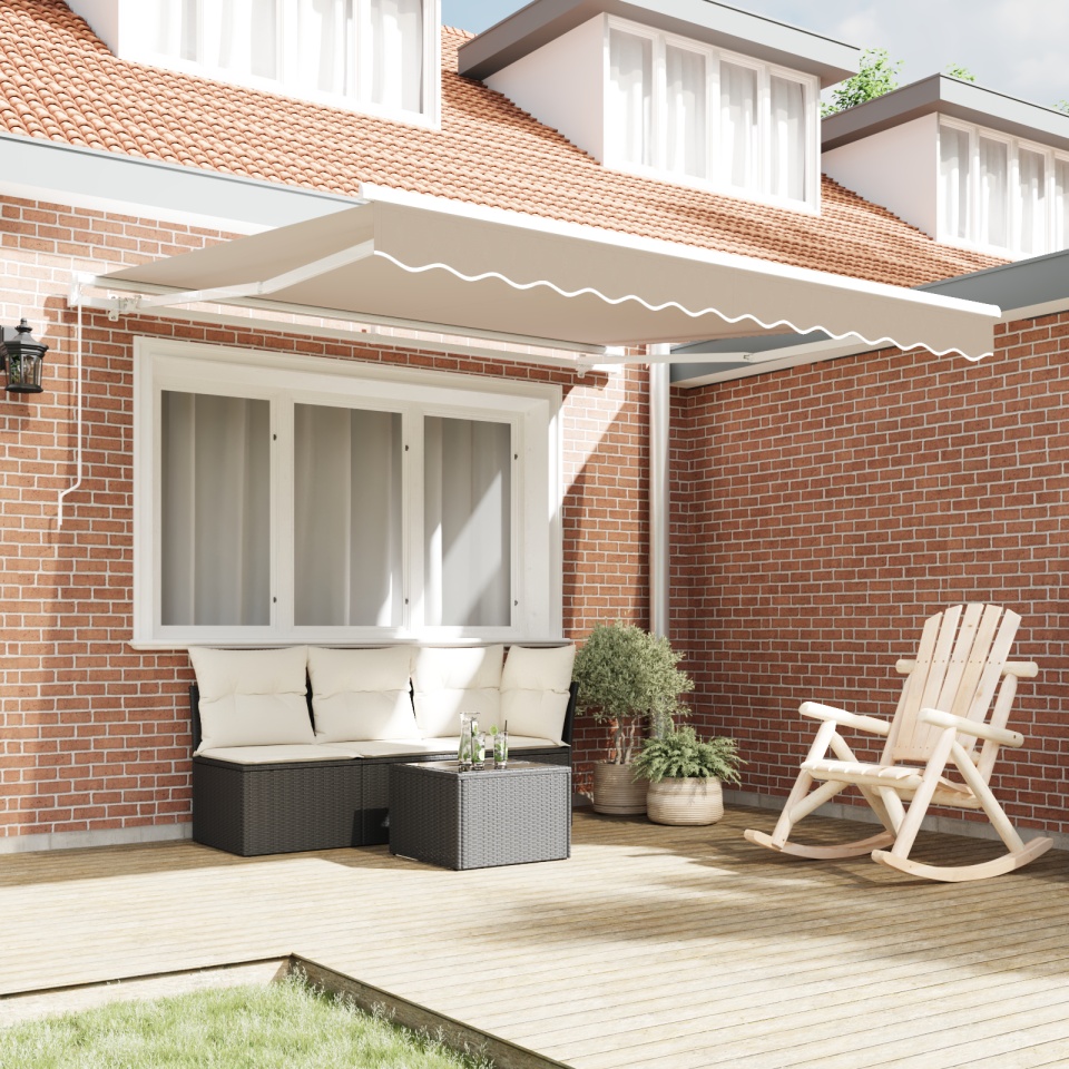 Marchiză manuală retractabilă Bej 300x250 cm, Material de înlocuire pentru marchiză 3x2.5 m Bej - 2 | YEO