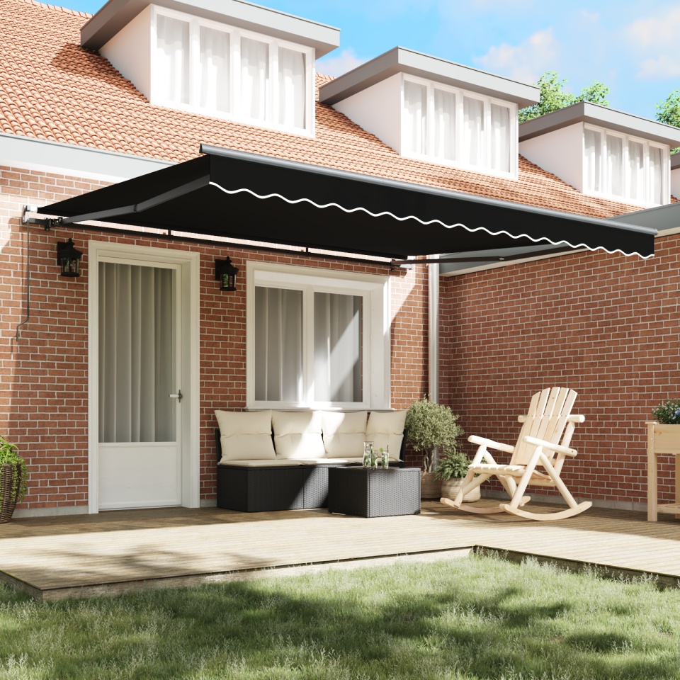 Marchiză manuală retractabilă neagră 400x300 cm, Material de schimb pentru marchiză pentru cadru de 4x3 m negru - 2 | YEO