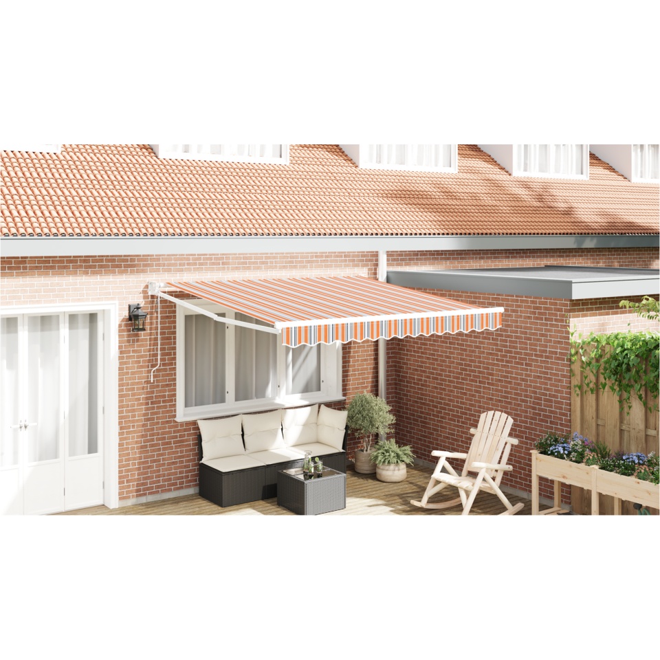 Marchiză retractabilă automată cu dungi multicolore 350x250 cm