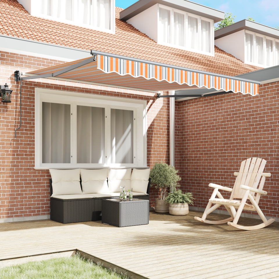 Marchiza retractabilă automată cu dungi multicolore 350x250 cm - 2 | YEO