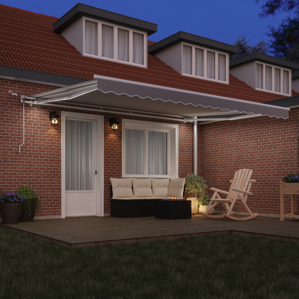 Marchiză retractabilă automată cu LED gri deschis 450x300 cm, Material de înlocuire pentru marchiză 4,5x3 m cadru gri deschis - 2 | YEO