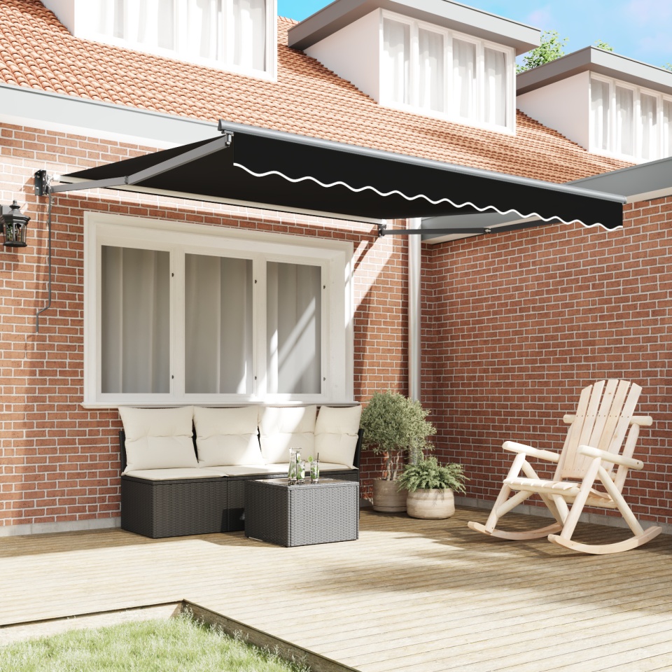 Marchiza retractabilă automată Neagră 350x250 cm, Material de înlocuire pentru marchiză pentru cadrul de 3.5x2.5 m Negru - 2 | YEO