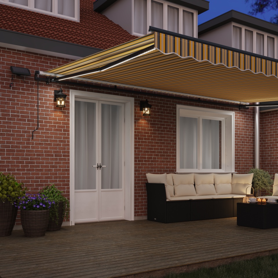 Marchiză Retractabilă Manuală cu Dungi Multicolore LED 500x300 cm. - 2 | YEO