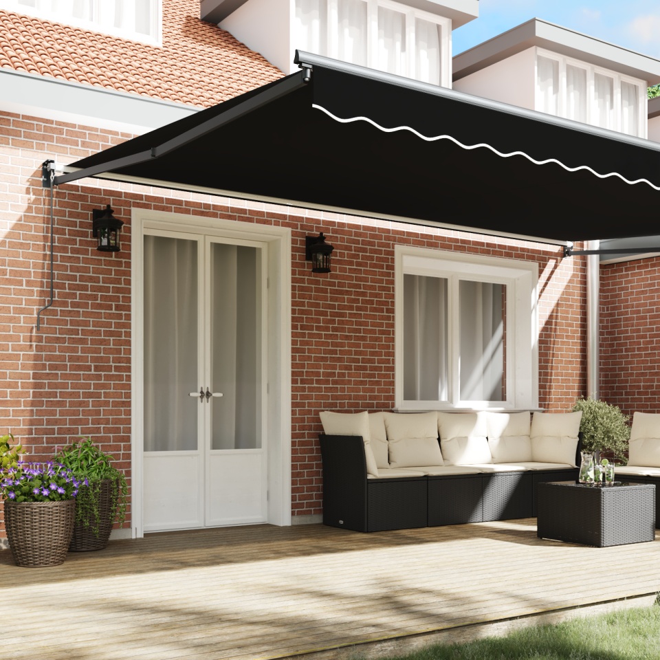 Marchiză Retractabilă Manuală Neagră 500x300 cm, viaXL Material de schimb pentru marchiză 5x3 m Cadru Negru - 2 | YEO