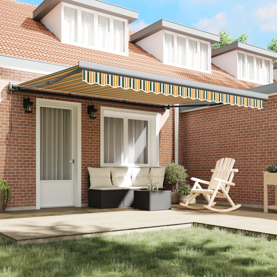 Markiză retractabilă automată verde și galben 400x300 cm, Material de înlocuire pentru markiză 4x3 m cadru verde și galben - 2 | YEO