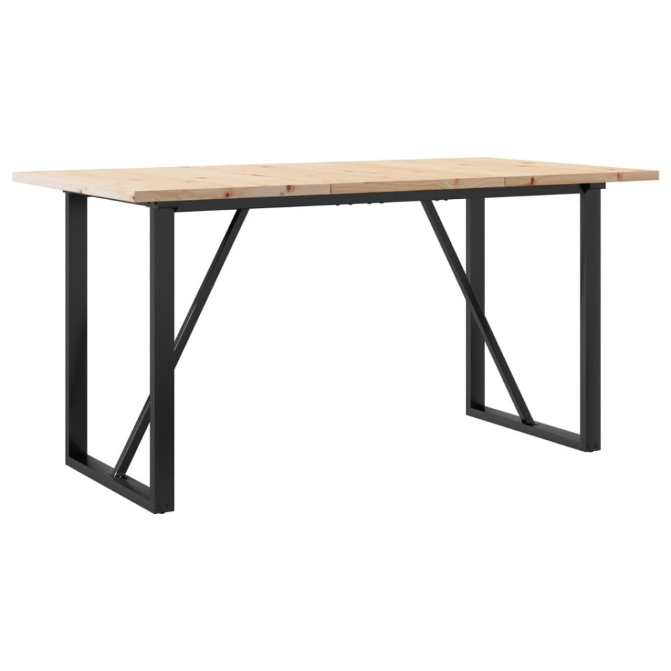 Masă bucătărie, cadru O, 160x80x75,5 cm lemn masiv pin și fontă - 1 | YEO