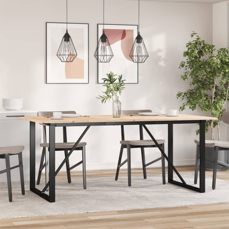 Masă de bucătărie, cadru O, 180x90x75cm lemn masiv pin și fontă - 2 | YEO
