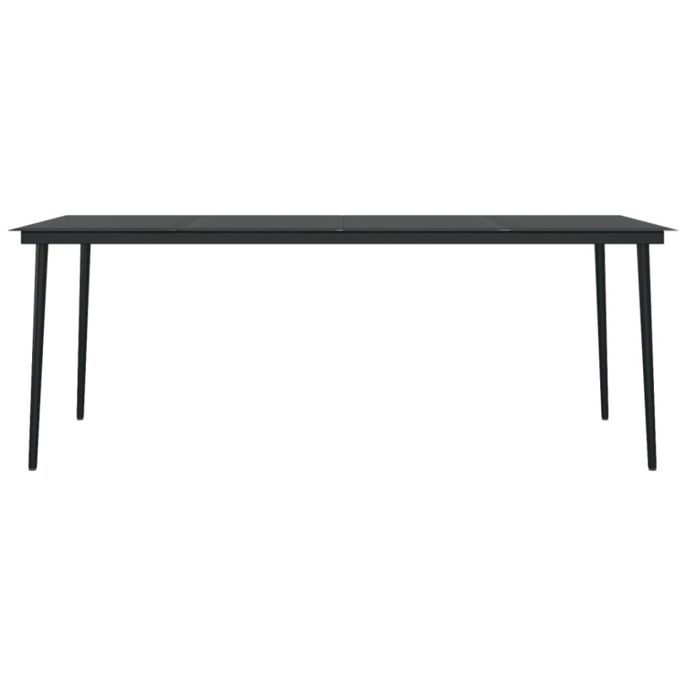 Masă de bucătărie de grădină, negru, 200x100x74 cm, oțel/sticlă - 2 | YEO