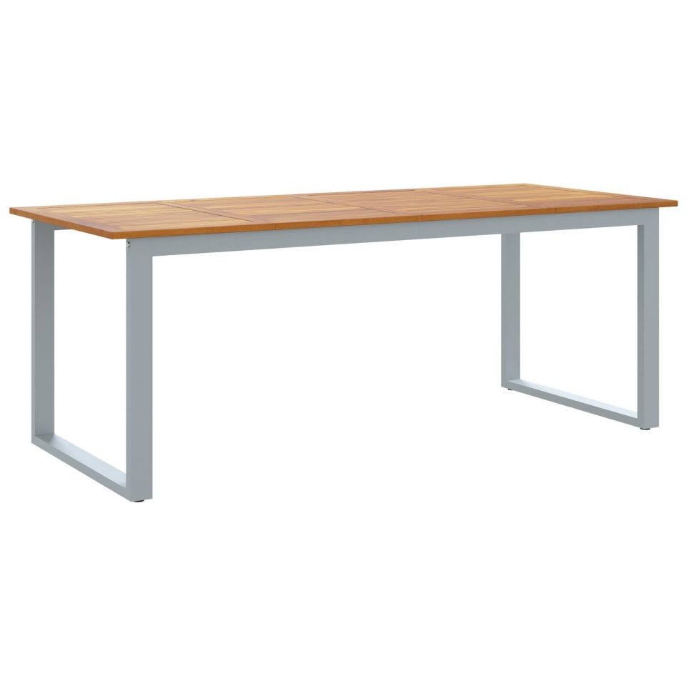 Masă de dining exterioară Gri 200x90x75 cm Oțel și Lemn Solid Acacia - 1 | YEO