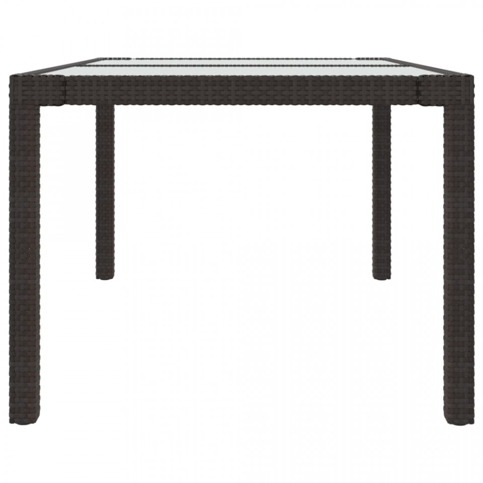 Masă de grădină maro150x90x75 cm sticlă securizată & poliratan - 3 | YEO