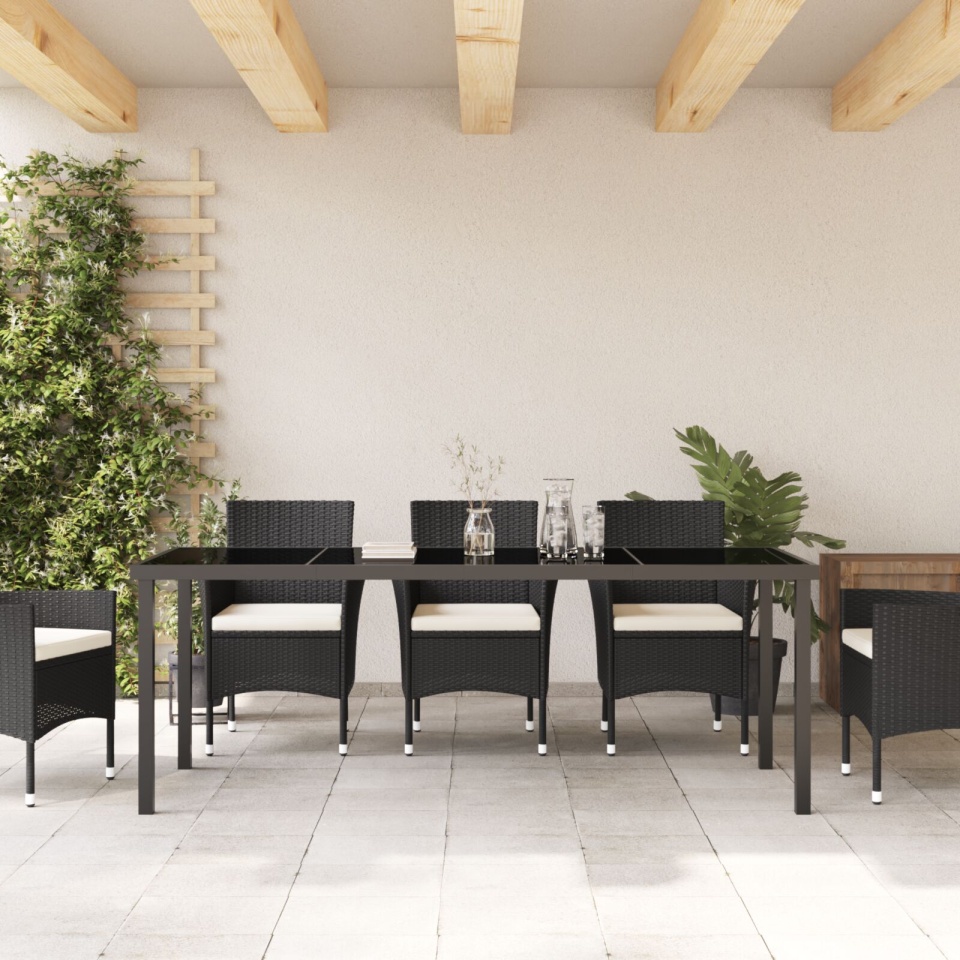 Masă de grădină Neagră 200x80x73 cm Sticlă întărită - 3 | YEO