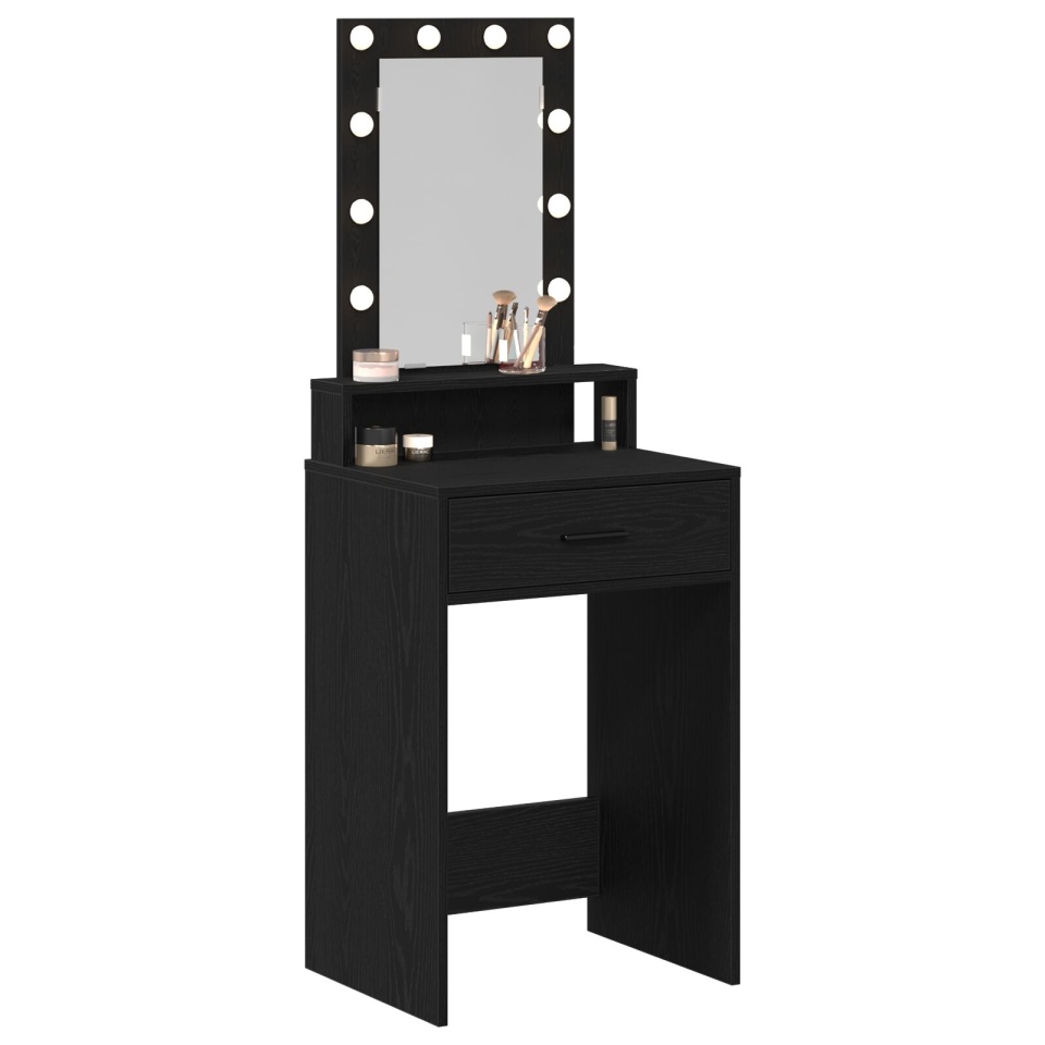 Masa de toaletă cu lumini LED, Negru Stejar, 50x41x140 cm - 2 | YEO