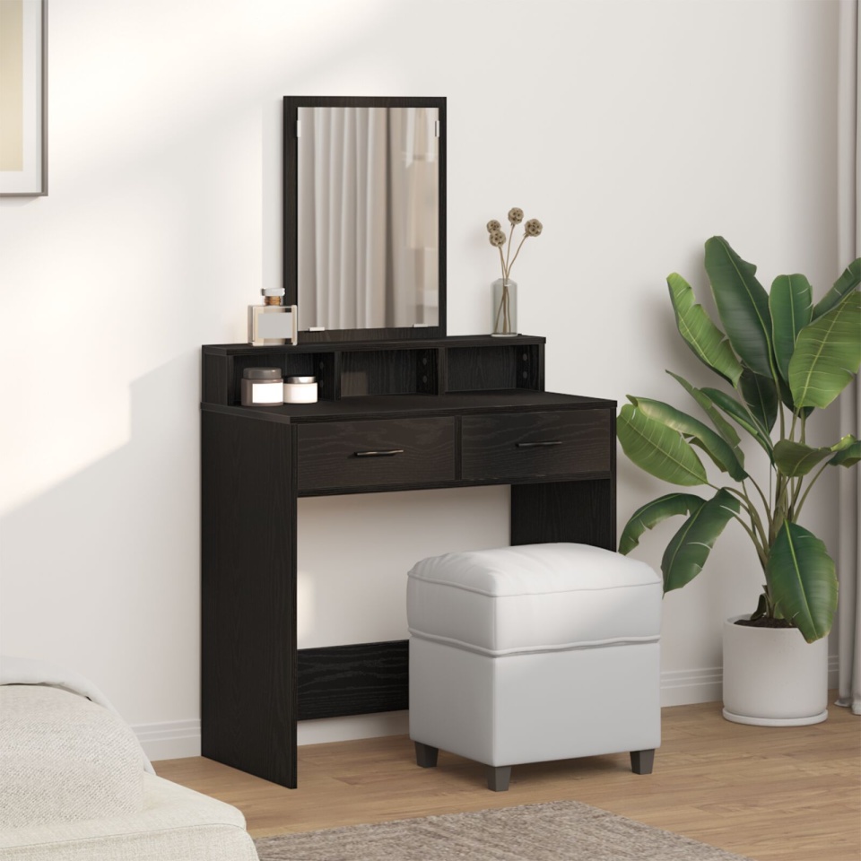 Masă de toaletă Stejar negru MDF și sticlă 79 x 41 x 140 cm - 3 | YEO