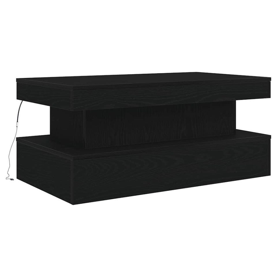 Masuta de cafea cu lumini LED Stejar negru 90x50x40 cm - 1 | YEO