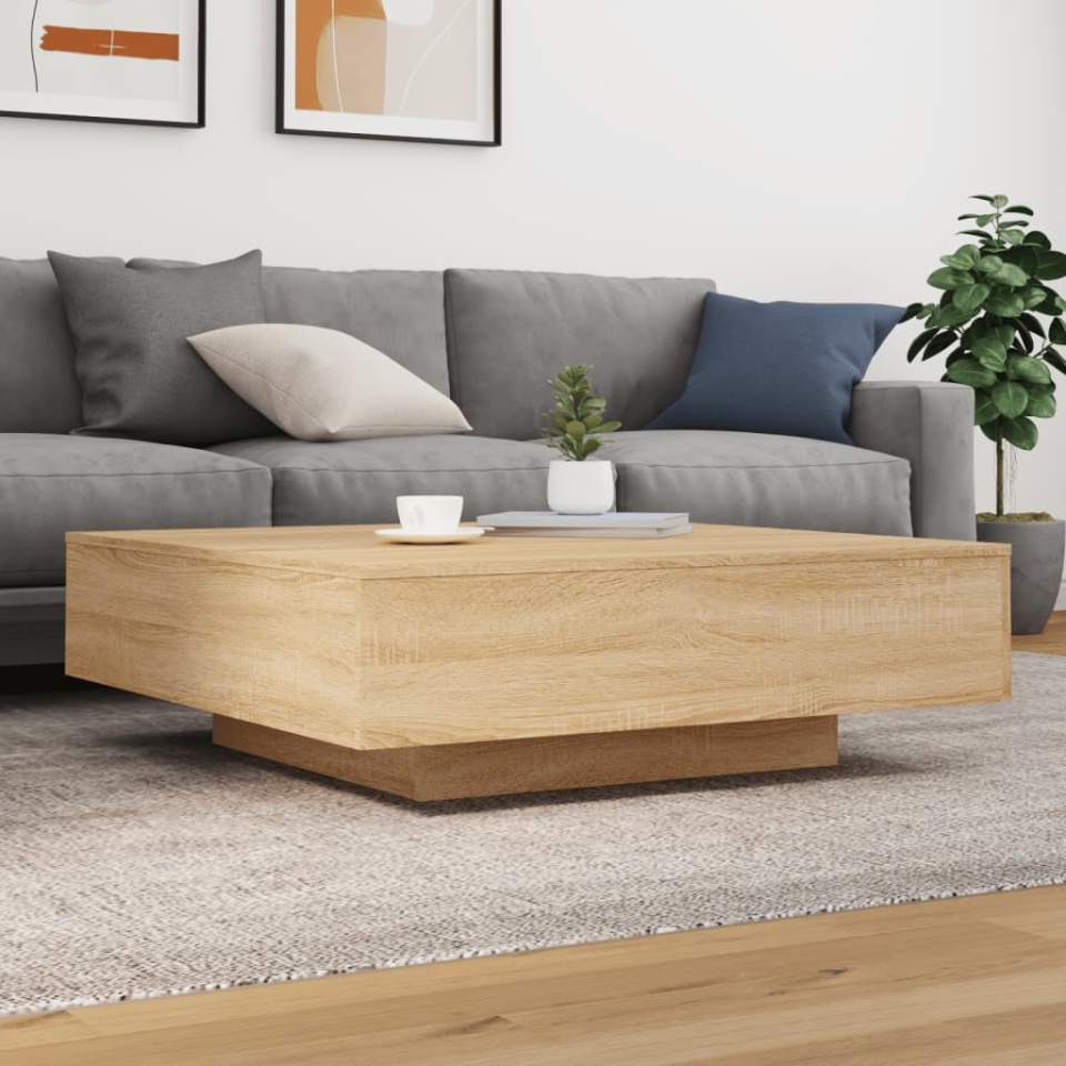 Măsuță de cafea cu lumini LED, stejar sonoma, 100x100x31 cm - 3 | YEO