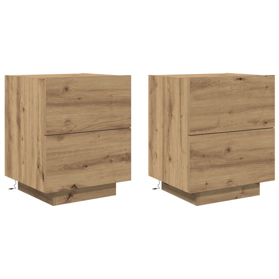 Noptieră cu lumini LED 2 buc Artisan Stejar 45x40x55 cm - 1 | YEO