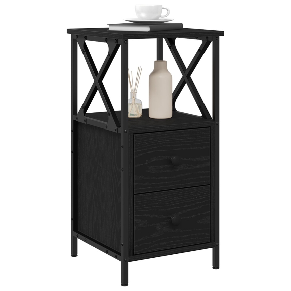 noptiera , set de 2, negru, stejar, 34x35,5x70 cm, din lemn tratat - 2 | YEO