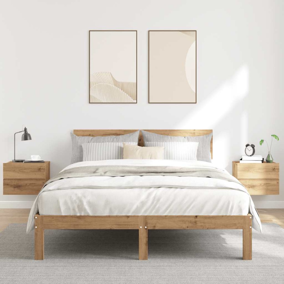 Noptiere de perete, 2 buc., stejar artizanal, 40x32x30 cm - 2 | YEO