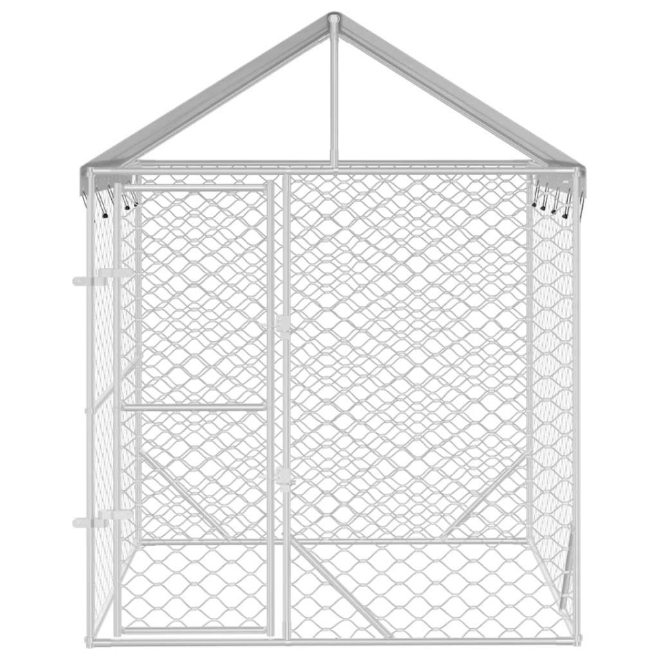 Padoc de exterior cu acoperiș argintiu 2x2x2,5m oțel galvanizat - 2 | YEO
