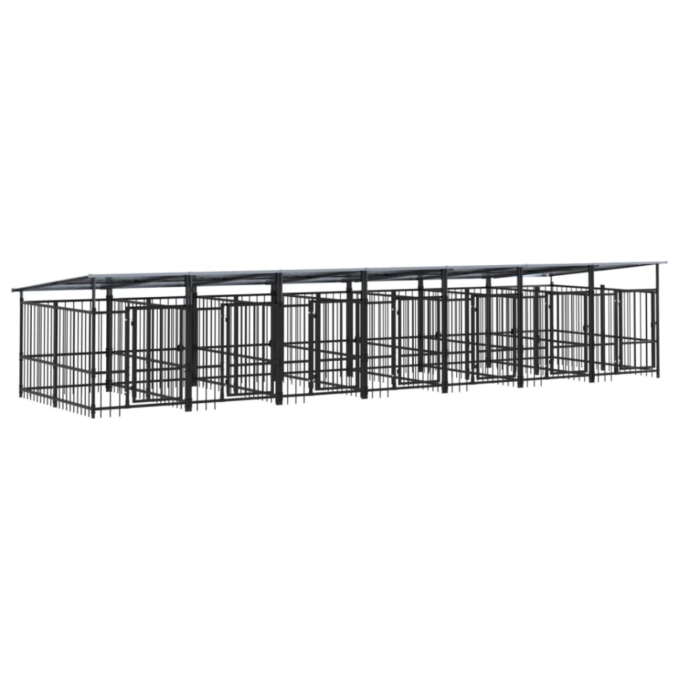 Padoc pentru câini de exterior cu acoperiș, 13,14 m², oțel - 1 | YEO