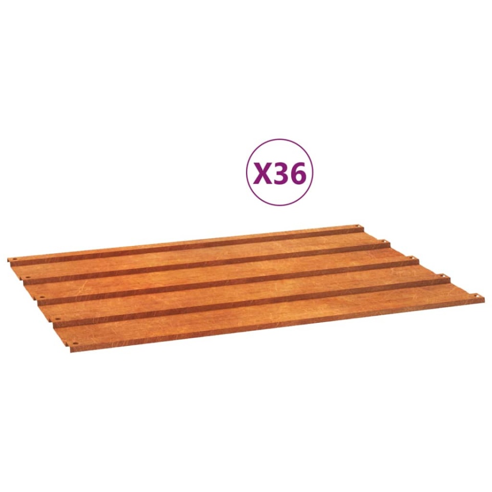 Panouri de acoperiș, 36 buc., ruginiu, 60x44 cm, oțel corten - 1 | YEO
