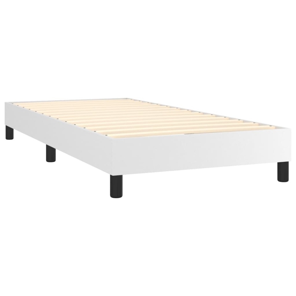 Pat box spring cu saltea, alb, 90x200 cm, piele ecologică - 3 | YEO