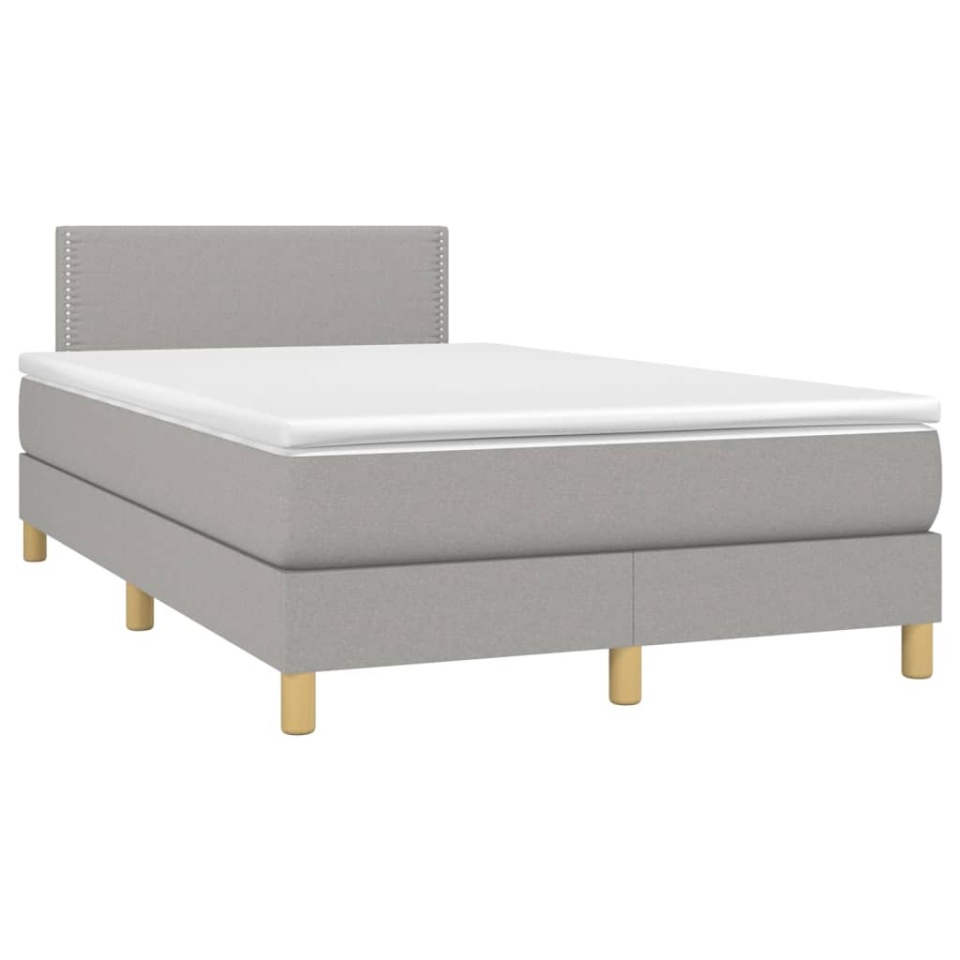 Pat box spring cu saltea, gri deschis, 120x200 cm, textil - 2 | YEO
