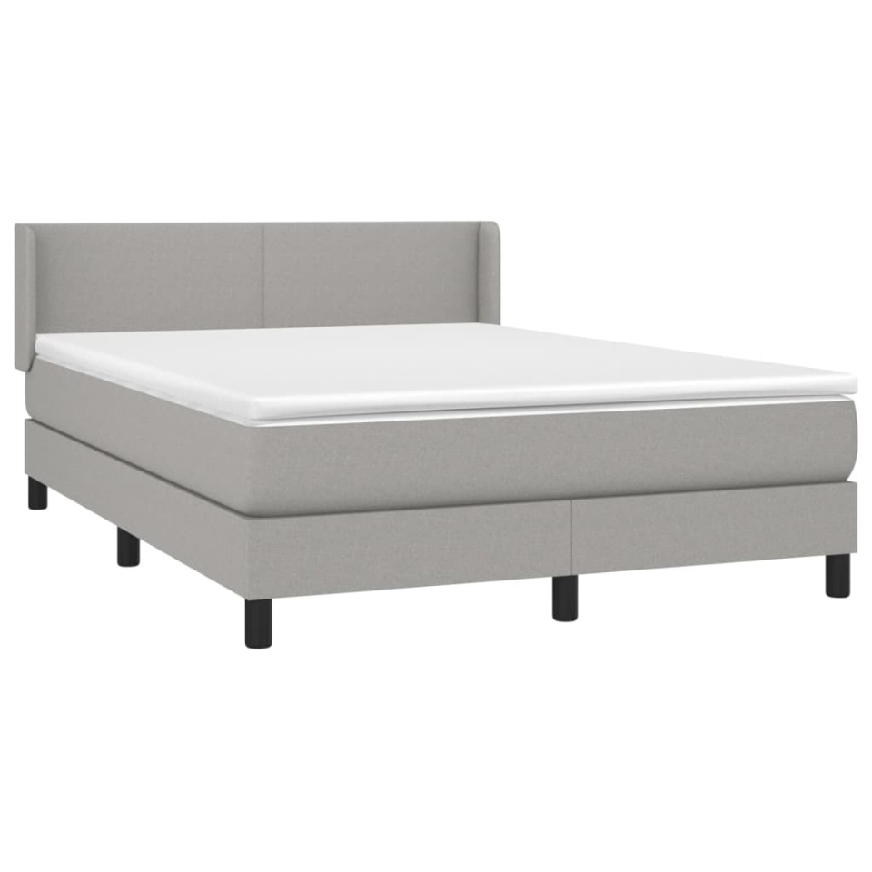 Pat box spring cu saltea, gri deschis, 140x190 cm, textil - 2 | YEO