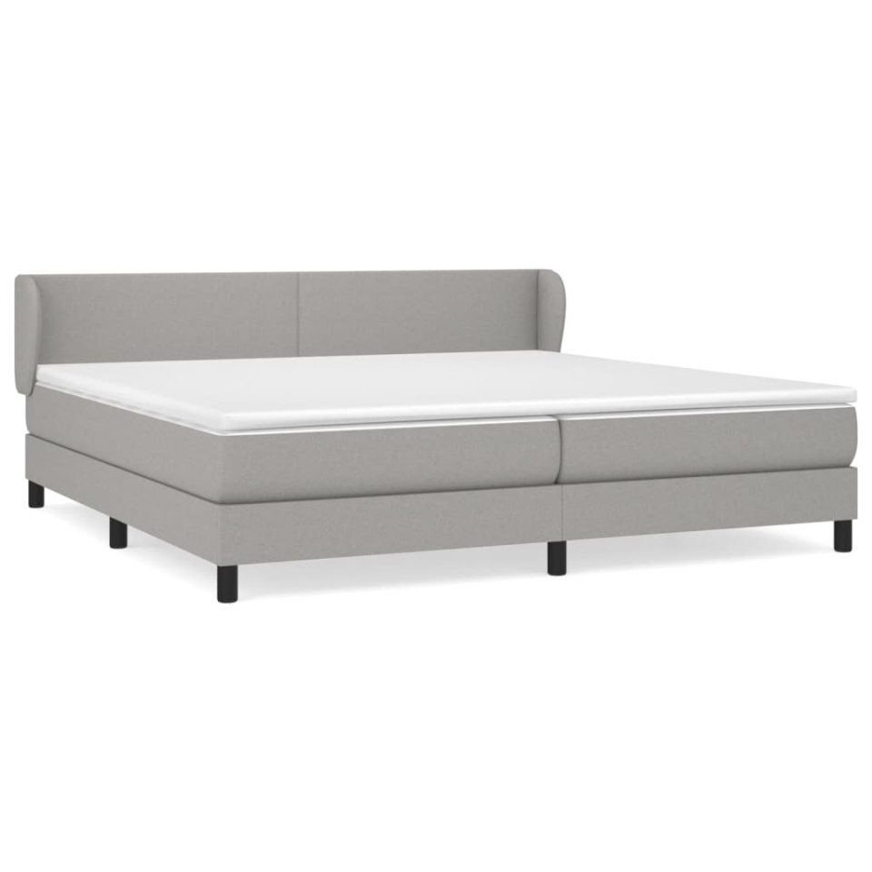 Pat box spring cu saltea, gri deschis, 200x200 cm, textil - 1 | YEO