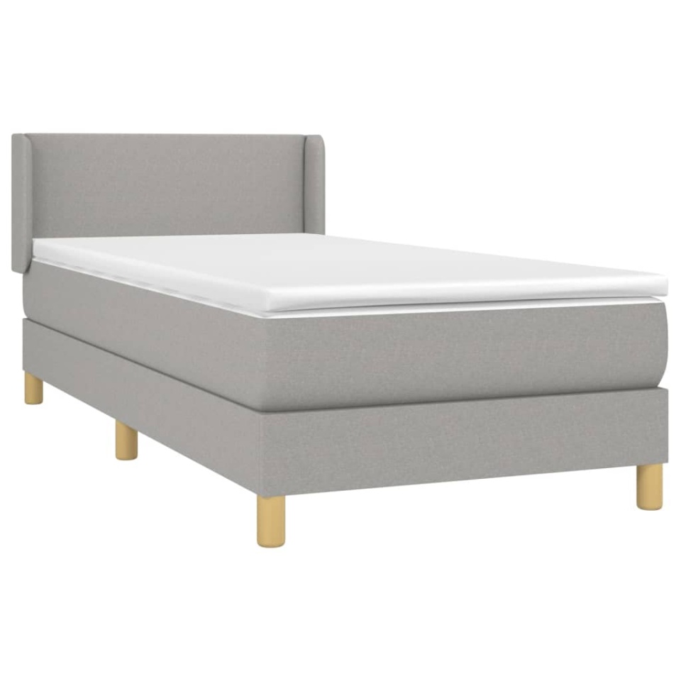 Pat box spring cu saltea, gri deschis, 90x200 cm, textil - 2 | YEO