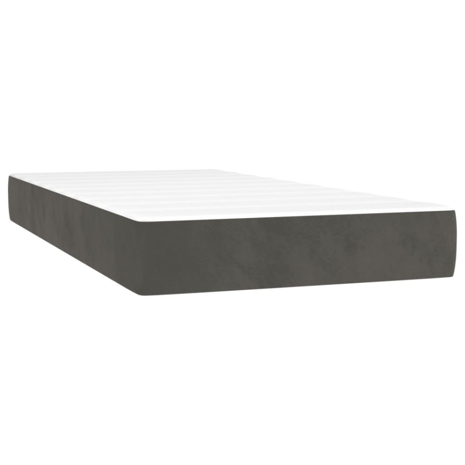 Pat box spring cu saltea, gri închis, 120x190 cm, catifea