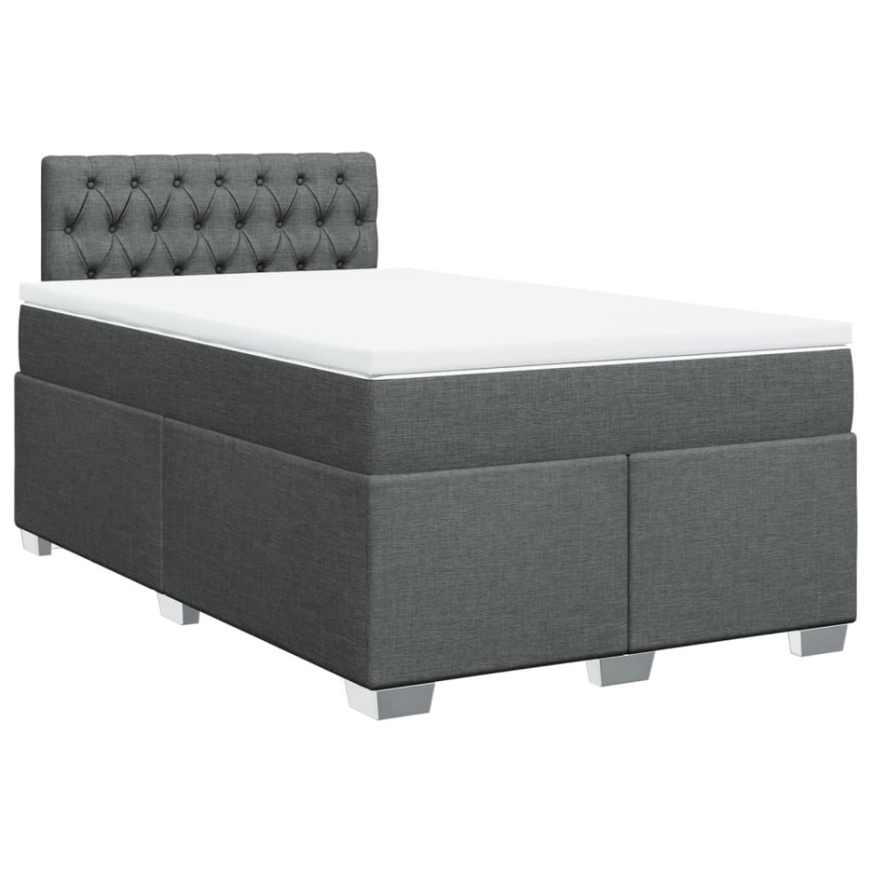 Pat box spring cu saltea, gri închis, 120x190 cm, textil - 1 | YEO