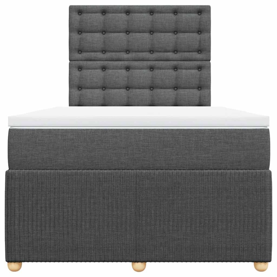Pat box spring cu saltea, gri închis, 120x190 cm, textil - 3 | YEO