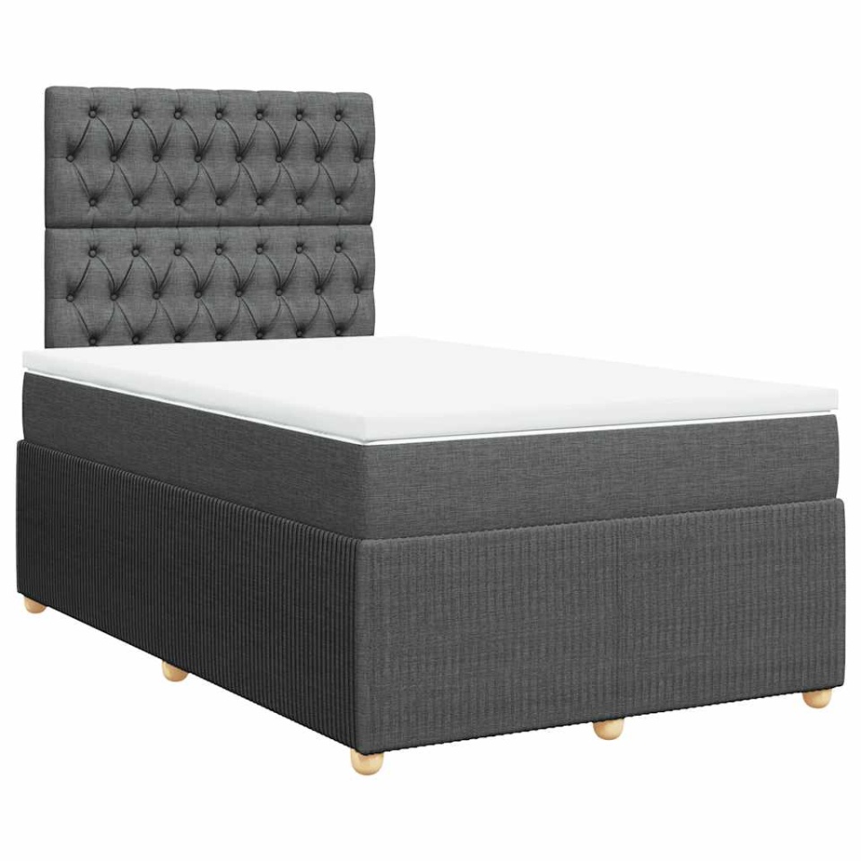 Pat box spring cu saltea, gri închis, 120x190 cm, textil - 2 | YEO