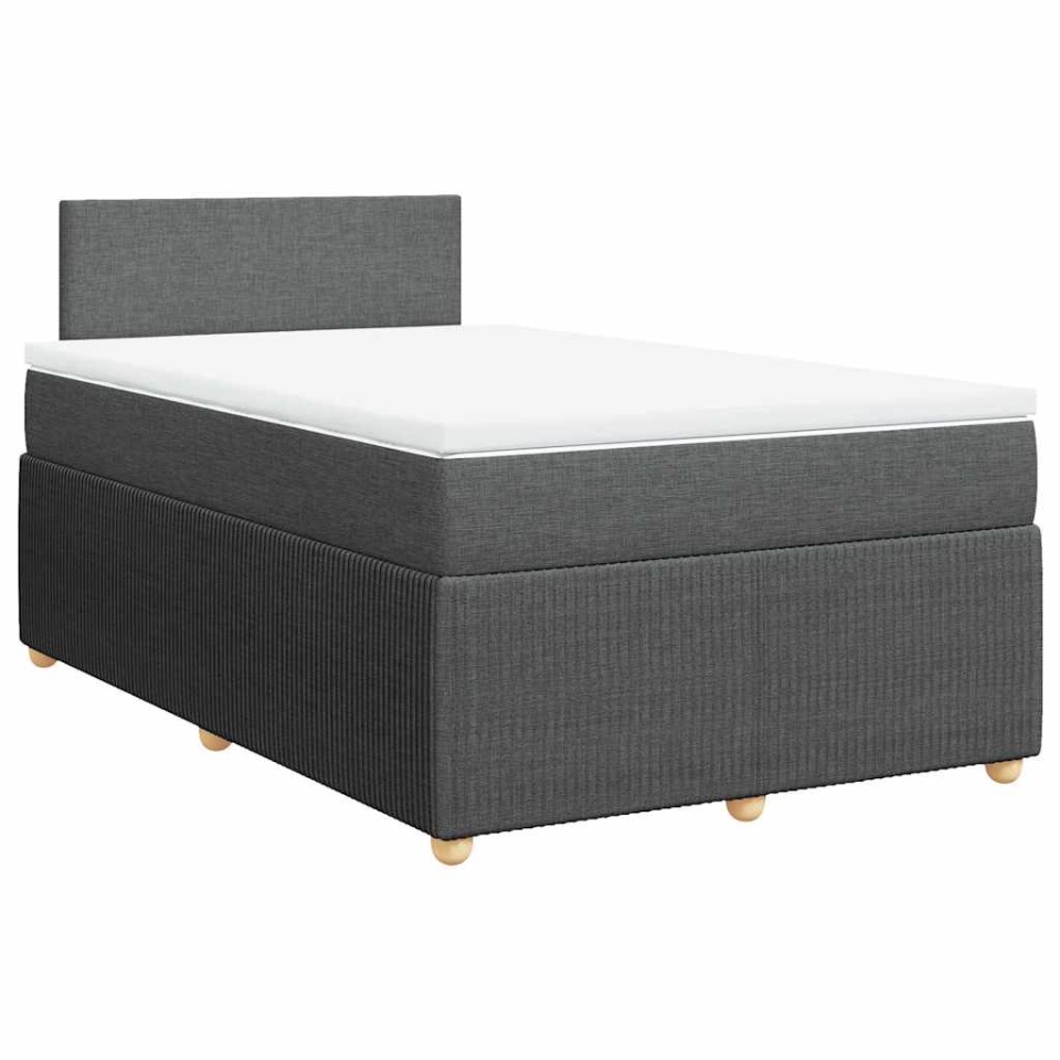 Pat box spring cu saltea, gri închis, 120x190 cm, textil - 2 | YEO