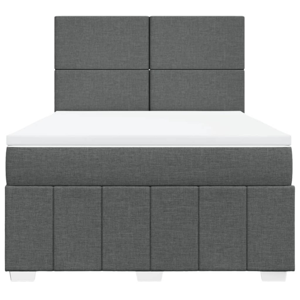Pat box spring cu saltea, gri închis, 140x190 cm, textil - 3 | YEO