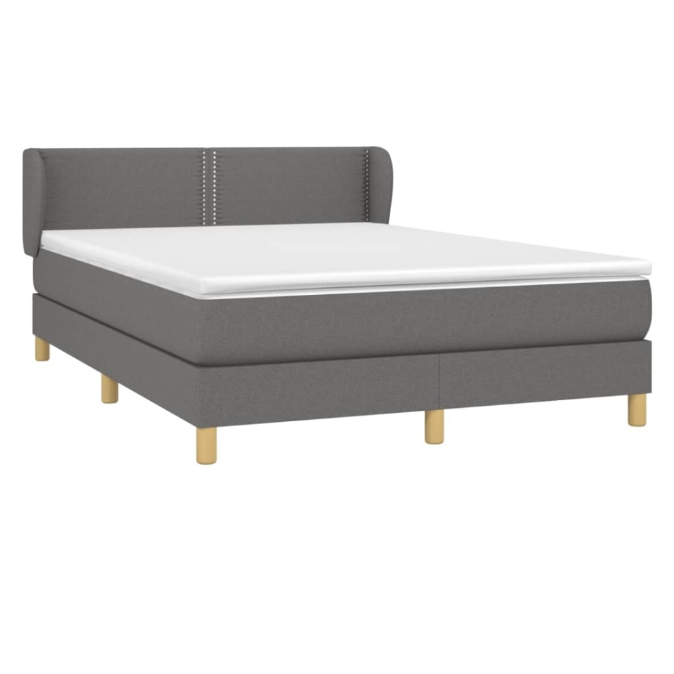 Pat box spring cu saltea, gri închis, 140x190 cm, textil - 2 | YEO