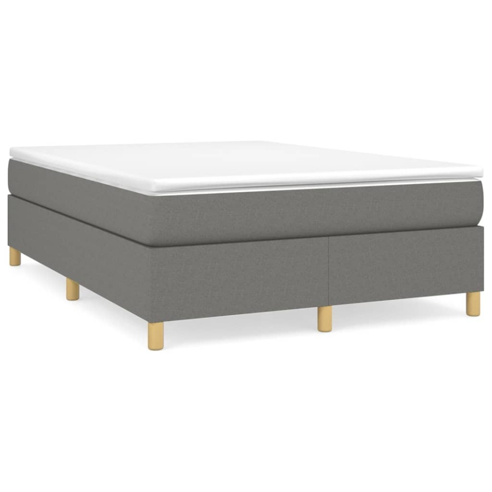 Pat box spring cu saltea, gri închis, 140x200 cm, textil - 1 | YEO