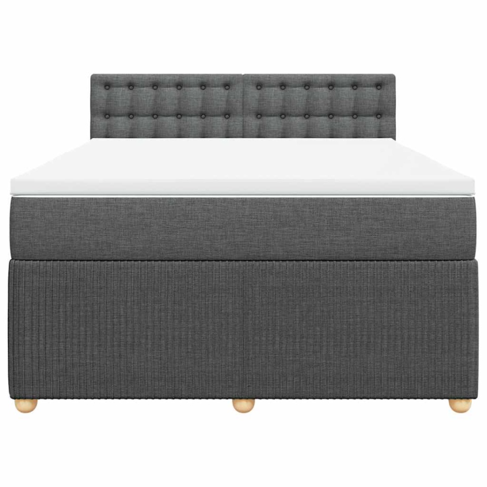 Pat box spring cu saltea, gri închis, 140x200 cm, textil - 3 | YEO