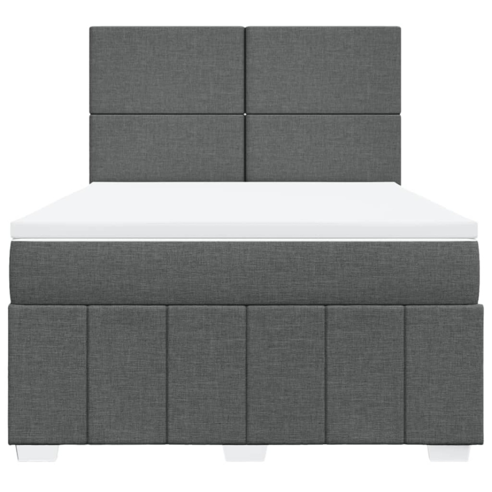 Pat box spring cu saltea, gri închis, 140x200 cm, textil - 3 | YEO