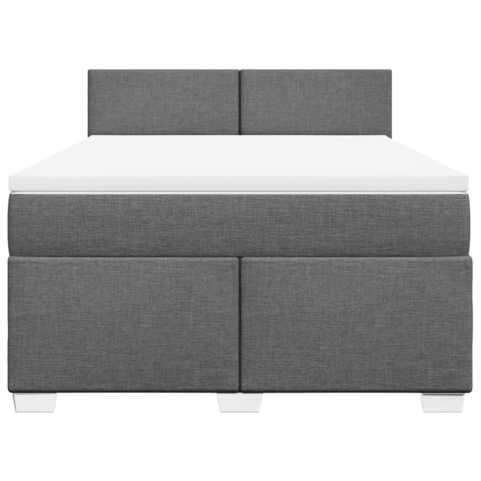 Pat box spring cu saltea, gri închis, 140x200 cm, textil - 3 | YEO