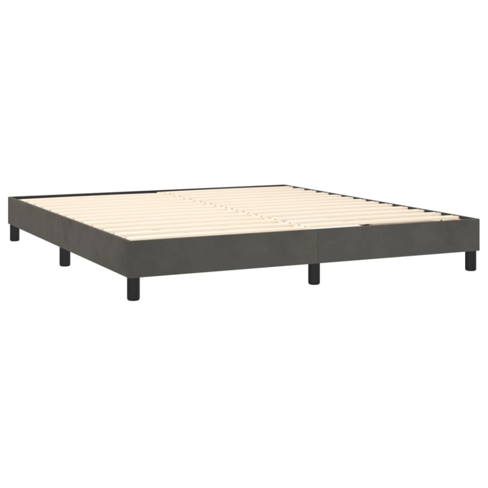 Pat box spring cu saltea, gri închis, 180x200 cm, catifea - 3 | YEO
