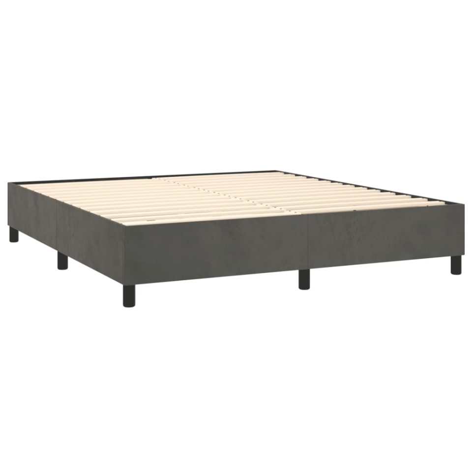 Pat box spring cu saltea, gri închis, 180x200 cm, catifea - 3 | YEO