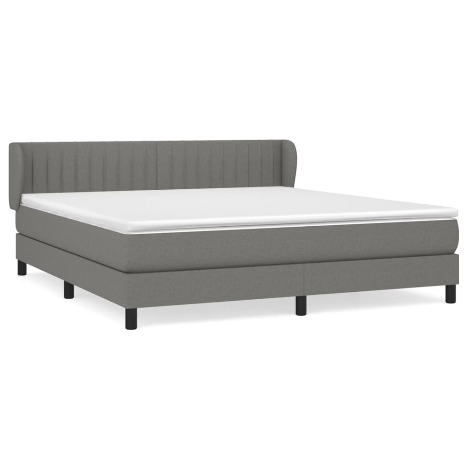 Pat box spring cu saltea, gri închis, 180x200 cm, textil - 1 | YEO