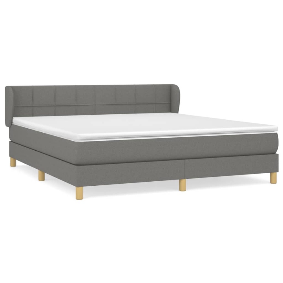 Pat box spring cu saltea, gri închis, 180x200 cm, textil - 1 | YEO