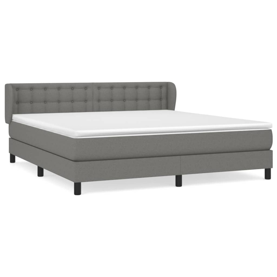 Pat box spring cu saltea, gri închis, 180x200 cm, textil - 1 | YEO