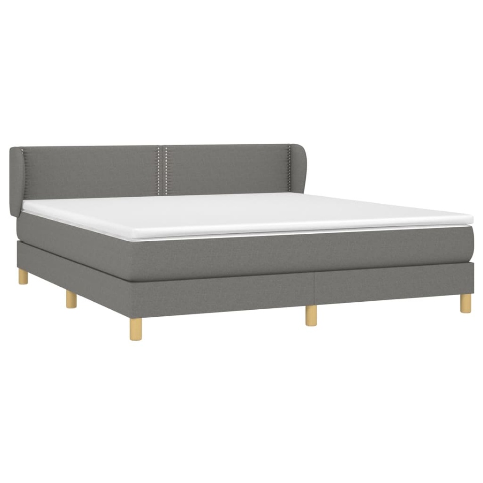 Pat box spring cu saltea, gri închis, 180x200 cm, textil - 2 | YEO